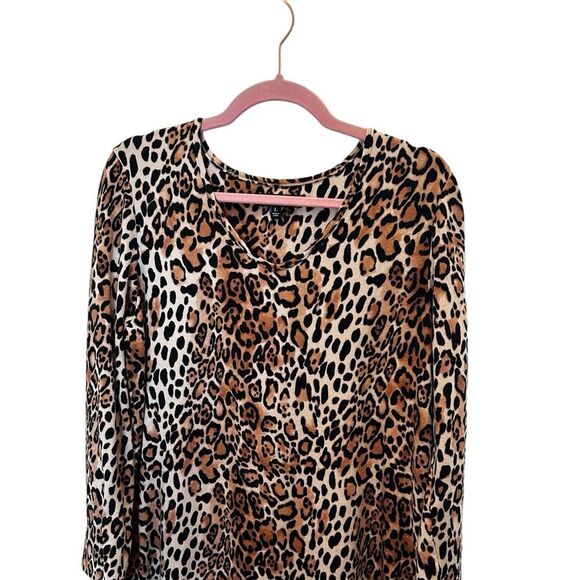 Ellen Tracy Animal Print Size L Soft PJ Long Sleeve - Picture 1 of 6